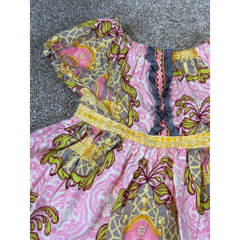 g&g Girls Pink Dress Architectural Print Cotton Empire Waist 3 USA